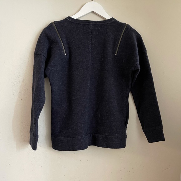 J Brand Navy Zip Shoulder Sweatshirt - Picture 3 of 4
